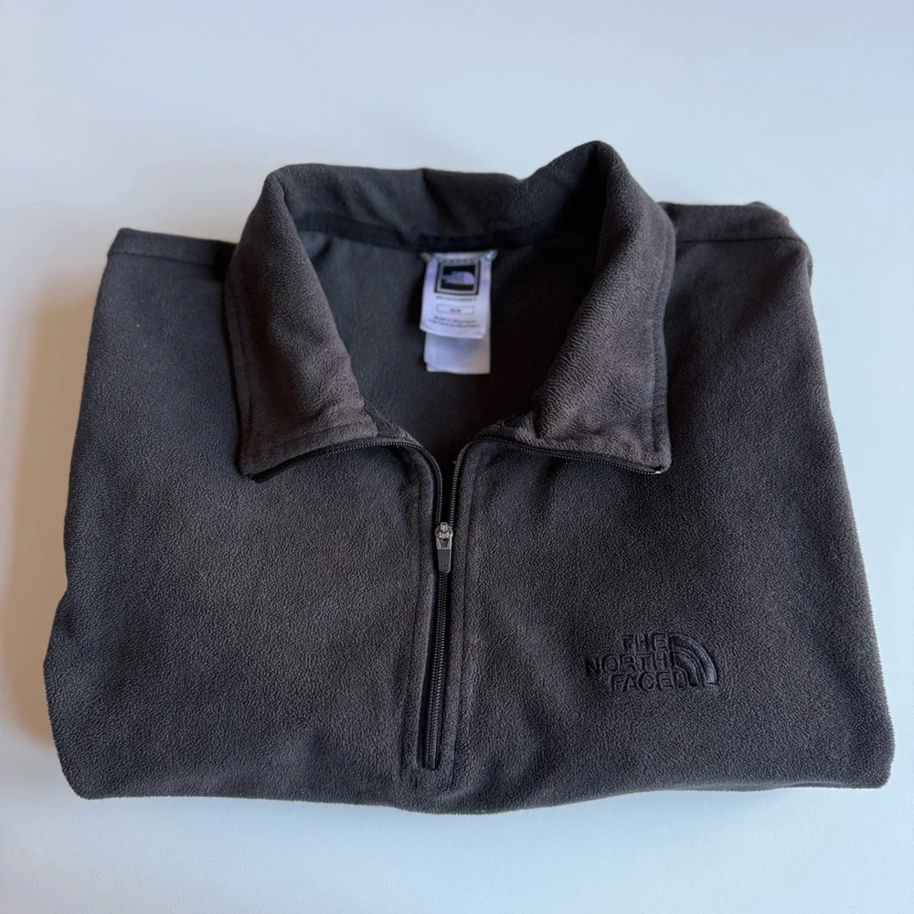 The North Face Fleece Sweater Pullover Men's Black Half-zip Stand collar Size M